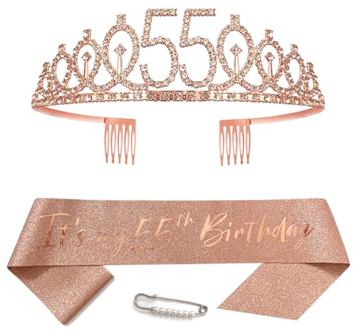55ème anniversaire couronne et écharpe femme cristal reine tiare princesse couronne or rose anniversaire écharpe 55th anniversaire femme écharpe d'anniversaire femme écharpe d'anniversaire femmes