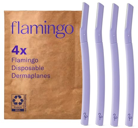 Flamingo Dermaplane Razor, Face Razors for Women, Disposable, 1 count, Pack of 4