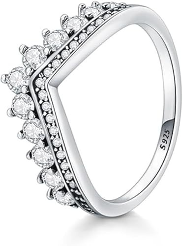 TOFBS 925 Sterling Silver Rings for Women Crown Ring Sparking Cubic Zirconia Ring Jewelry Hypoallergenic Thumb Ring Birthday Gifts for Girls Couples (Q)