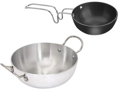 Satre Online and Marketing Aluminium Induction Base Kadhai Size No. 12 with Hard Anodized Tadka Pan Size No. 6 Set, Fry Pan, Cookware Pan - 2 Pcs
