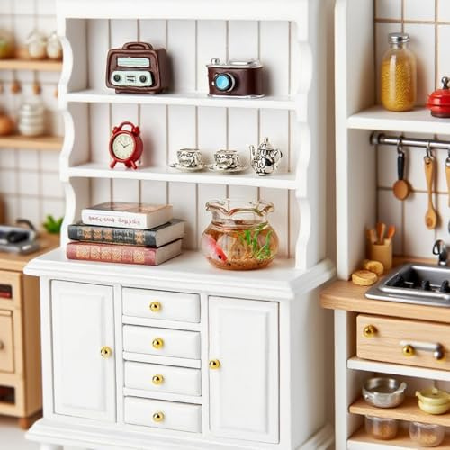 1/12 Dollhouse Cabinet Set, 11Pcs Dollhouse Furniture and Accessories