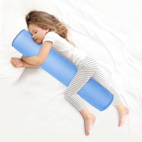 EULANT Aufblasbare Seitenschläferkissen, Leicht Körperkissen für Seitenschläfer, Langes Rundes Ganzkörperkissen,Stützkissen für Reisen, 90 * 20cm, Aufblasbar & Kompakt