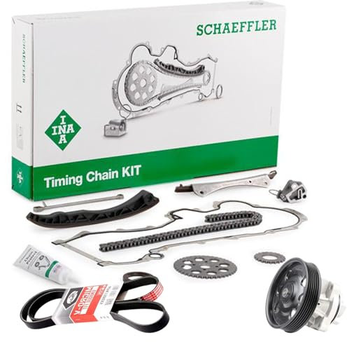KIT CATENA DELLA DISTRIBUZIONE CON POMPA ACQUA E CINGHIA DEI SERVIZI COMPATIBILE CON MOTORI 1.3 MULTIJET