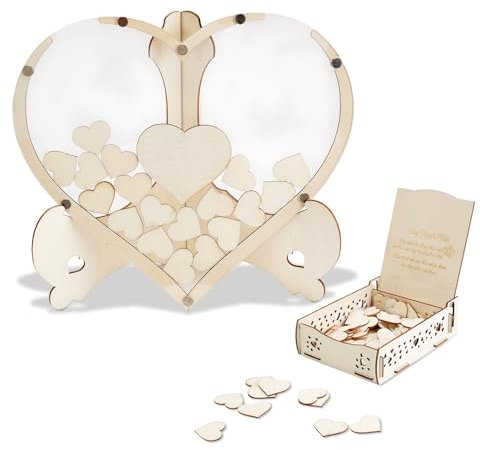 Zoyiancy Libro degli ospiti per il matrimonio in alternativa, 80 cuori in legno, libro degli ospiti personalizzato per ricevimenti di nozze, decorazione per baby shower