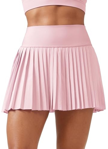 CRZ YOGA Plisserade tenniskjolar med hög midja | Inbyggda shorts med fickor, snabbtorkande, casual, mini, skort för kvinnor