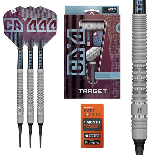 Target Darts Cryo Punta Blanda Dardo Set, Barrels 11 – 20G | 90% Tungsteno Barrel, Cryo Tips, Pro Grip Tag Ejes y N.º 6 Vuelos, Claret Morado y Azul Diseño