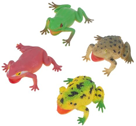 FOMIYES Lot de 4 Jouets à Presser Grenouilles Sonores en Plastique Sûr, Modèles Amusants et Variés, Accessoire Farce Interactif pour Garçon et Filles et Adultes, pour Plusieurs Styles