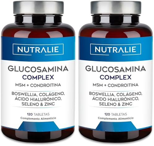 Glucosamina Condroitina y MSM Colágeno con Ácido Hialurónico, Boswelia, Selenio y Zinc - 120 Comprimidos Glucosamin Complex Nutralie (Paquete de 2)