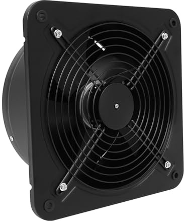 300 mm frånluftsfläkt, 107 W 2 677 m³/h axialfläkt 12 tum, vägg/tak frånluftsfläkt, industriell metallfläkt för kök badrum kontor verkstad fabrik, badrumsfläkt (plattstorlek: 350 x 350 mm)