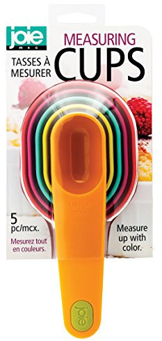 Joie Plastic Measuring Cup Set for Baking and Cooking, 16 Fluid_Ounces, Assorted Colors