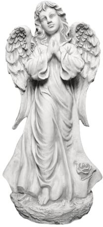 gartendekoparadies.de Engel Statue aus Weißbeton, Steinfigur, Grau, H. 78 cm, 48 kg, Frostsicher, Steinguss für Außenbereich