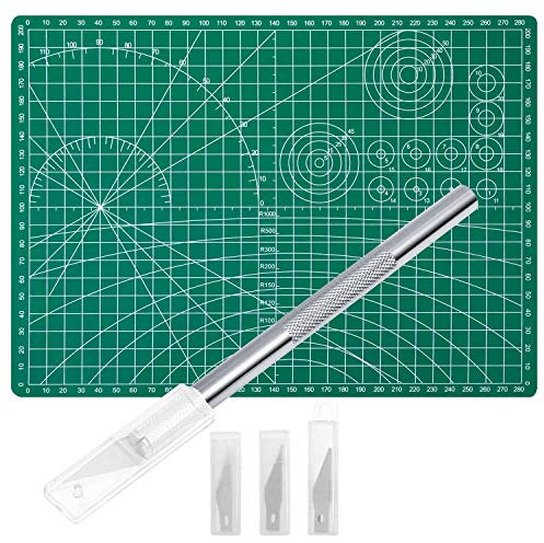 Anezus Bastelmesser, Präzisionsschneider und selbstheilende Schneidematte, Hobbymesser-Set mit 30 Hobbyklingen, Kunstmesser für Kunst, Hobby, Handwerk, Scrapbooking, Schablone