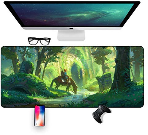 IGIRC Tapis de souris La légende de Zelda Wilderness 700 x 300 mm, tapis de souris de jeu rapide, grand tapis de souris XXL étendu avec base de 2 mm d'épaisseur, pour ordinateurs portables, PC, I
