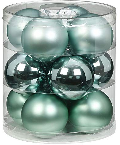 Magic Weihnachtskugeln Glas 8cm 12 STK. Christbaumkugeln (Winter Jade (Mint Mintgrün Aqua Glanz/Matt))