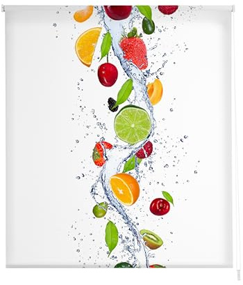 Estoralis Cocina| Estor Enrollable Diseño Moderno|Sin Taladrar Translúcido Estampado | Modelo C-1229 | 80 x 150 cm (Ancho/Alto) Tamaño Tela 77 x 150 cm | Estores para Ventanas y Puertas