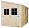 Holz Gartenschuppen (mit Seitenwand) - Abstellkammer mit Fenstern - H244x216x318 cm/6,2 m2 Naturholz-Shiplap-Schuppen - Gartenwerkstatt - Fahrrad- Geräteschuppen TIMBELA M339A