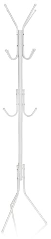 hjh OFFICE 803008 Garderobenständer Space IV Metall Weiß moderner Kleiderständer 180 cm hoch, 11 Haken