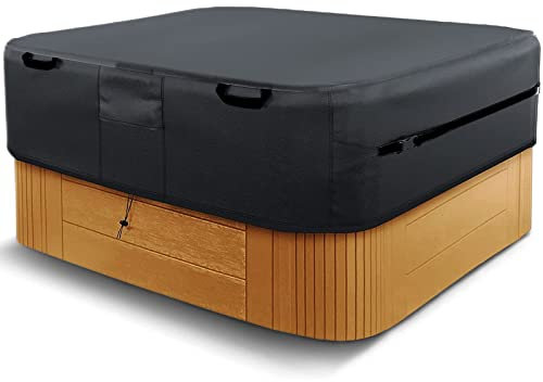 EKQSGLC Whirlpool Abdeckung Wasserdicht, 600D Hot Tub Cover, Spa Abdeckung Winter, Abdeckplane Whirlpool, Whirlpool Schutzhülle Schutz vor Wind UV schützende-Schwarz (200 * 200 * 85cm)