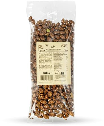 KoRo - Pistacchi tostati al caramello salato 500 g - Pistacchi interi caramellati e tostati con un pizzico di sale - combinazione di dolce e salato - confezione XXL da 500 g