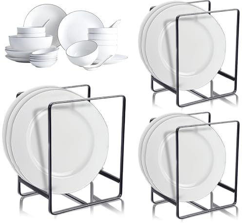 Nizirioo Escurreplatos de metal, 3 unidades, organizador de platos, armario con asas, armario de cocina multifuncional, escurreplatos para platos, tablas de cortar, tapas de ollas, color negro