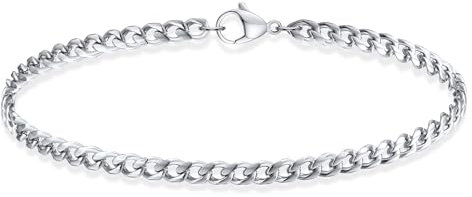 Gamtic Armkette Herren Edelstahl - Dünnes Cuban Link Armband, Kubanisches Gliederarmband, Figaro-Seilarmband, Geschenke für Männer (BR-755S-18-3)