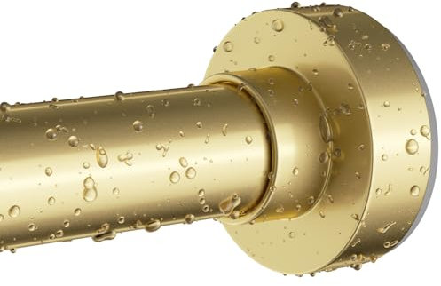 Emlaoe Gold Shower Curtain Rod 34-66 Inches(2.8-5.5ft) Never Rust Adjustable Shower Rod Spring Tension Non Slip No Drilling Shower Rods for Bathroom Garland Window