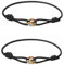 Azlanway Segeltau Damen Armband Tricolor, 2 Stück Paar-Armband, Kordelarmband mit Edelstahl Ring in Silber, Gold & Roségold, Freundschaftsarmbänder, Einstellbares Handgelenk Armbänder, Schwarz
