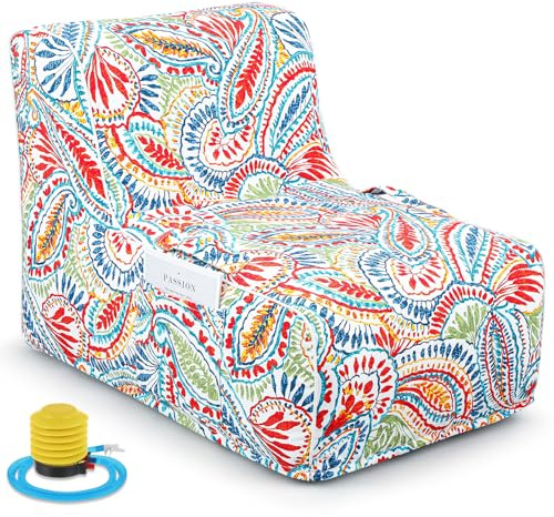 Gemscream Outdoor Inflatable Bean Bag Chair, Portable Inflatable Bean Bag with Handle for Patio Garden Home Boho Decorative Living Room (Bright)