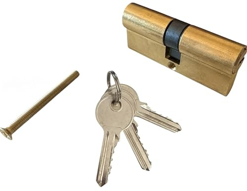 Topolenashop Cilindro Europeo per Serratura 80 mm con 3 Chiavi – Cilindro di Sicurezza in Ottone Smerigliato per Porte in Legno, Metallo e PVC