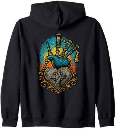 Cornemuse are Life Heartbeat Cross Musician Pride Art Sweat à Capuche