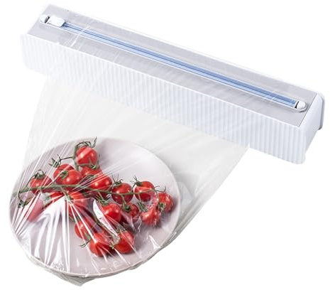 Generisk plastfolieskärare – aluminiumfolieskärare – med självhäftande sugkopp, återanvändbar för vägg, livsmedelsförvaring, rester, köttförpackning