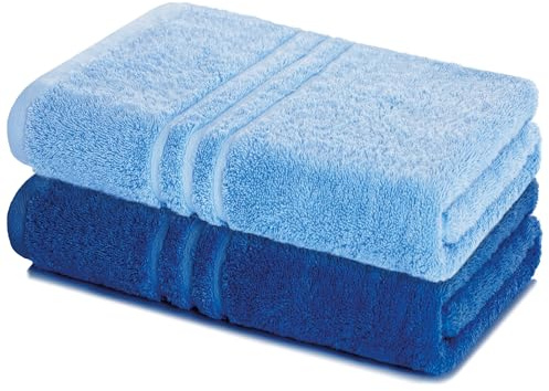 Lavea® 2er Set Saunatuch 80×200 cm, Saunahandtuch, Sauna-Handtücher Damen und Herren, 100% Baumwolle Frottier, saugstark, pflegeleicht 60°C, Frottierserie Elena, Delphinblau & Royalblau