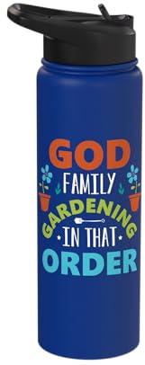 God Family Gardening Garden Lover Gardener Christian Faith Stainless Steel Insulated Water Bottle