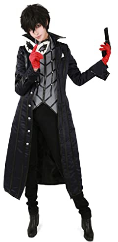 miccostumes Men's Costume Anime Thief Cosplay Black Ankle-length Tailcoat Shirt Gloves and Eye Covering (men l)