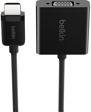 Belkin HDMI to VGA Adapter w/Micro-USB Power & Audio Support for Presentations, Gaming, and Streaming - Connects HDMI Devices to VGA Displays - Compatible with Apple TV 4K, Laptops & Most TVs - Black