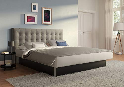 SuMa - Wasserbett 200x220 dual freistehend m. Sockel schwarz und Kopfteil Nuevo, Farbe lightgrey 200x220 cm