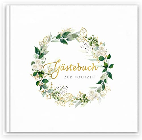 Marvelights Gästebuch Hochzeit, Hochzeitsbuch, Blanko Hochzeitsgästebuch, Hochzeitsgästebuch/Hochzeitsalbum/Hochzeitsbuch/Hochzeitsgeschenk, Hardcover, Stabile Fadenbindung (Blume)