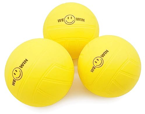 Aolowewin 3-Pack Spike Replacement Balls | Roundnet Game Extra Balls | Strong Bounce Ball | 3.5inch Yellow Soft Rubber Ball | Water Pool Lawn Beach Volleyball (3)