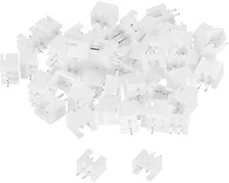 sourcing map Conector de 2,54 mm, adaptador macho de 2 pines, cabezal de clavija recta, enchufe blanco para conexión de cable a placa, paquete de 100