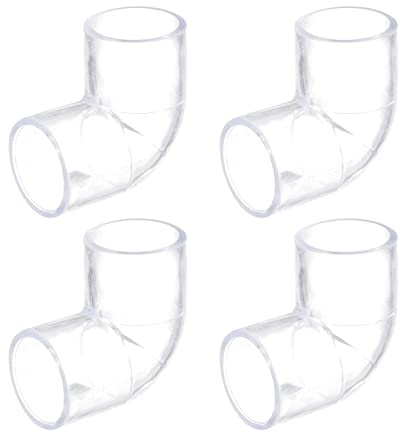 uxcell 4Pcs Clear Elbow Fitting, 25mm/0.98 2 Way Acrylic Elbow 90 Degree L-Shaped Pipe Fitting Adapter for Connecting Water Pipes