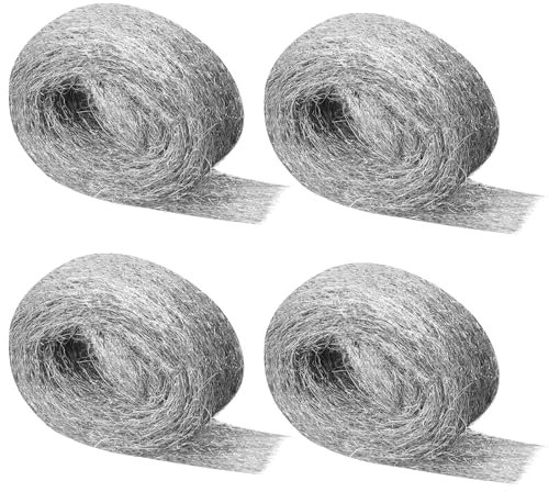 Shineboc 4Pcs Lana de Acero Grado 3# - Ideal para Pulir y Limpiar Madera, Vidrio, Metal y Piedra 16 Metros