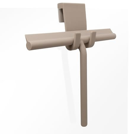 HEIMR Silikon Duschabzieher mit Halterung ohne Bohren (Taupe, 28 cm Lippe) - Extra breiter Abzieher & Wischer für Dusche - Duschkabinenabzieher für Duschwand - Flitsche Wasserabzieher