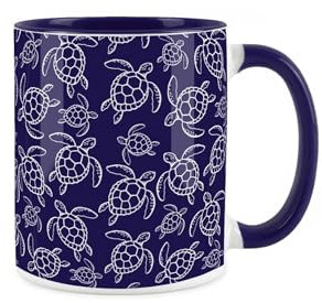 Mug Tortues de mer – Bleu marine – Tasse nautique en céramique pour thé/café