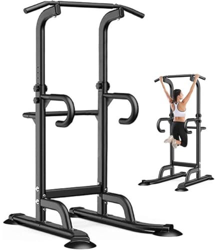 Power Tower Stazione per trazioni e dip regolabile in altezza Stazione multifunzionale per allenamento fitness per l'allenamento della forza a casa per la palestra di casa
