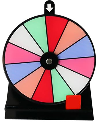 Prishjul med 12 fack, lyckohjul att vrida, lyckohjul leksak färg hjul spel, Lucky Wheel, färgad roulette-spinner av lycka, Glueckhjul spel, raderbar akrylbräda, roterande rouletterhjul