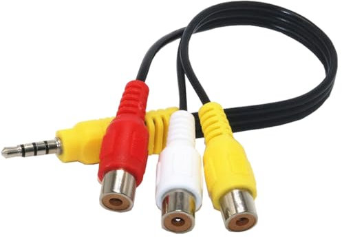 3,5-mm-auf-3-RCA-AV-Eingangsadapter, Ersatz für Video-AV-Komponenten-Adapterkabel, 3-RCA-auf-AV-Eingangsadapter, RCA-Konvertierungskabel, kompatibel mit TCL Samsung, Sony und weiteren TV-Geräten