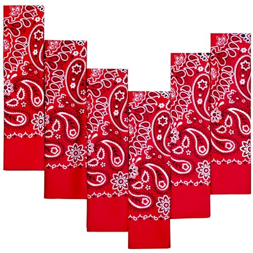 EVERY-VILLE Cotton Bandana Scarf Neckerchief For Men Women Cowboy, 6 Pack | Gift-ready packaging, perfect for country concerts, festivals and western outfits, a stylish accessory for everyday wear