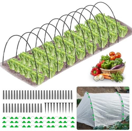 MQJIAZHI 50 PCS Folientunnel für Hochbeet, Abnehmbar Hochbeet Abdeckung, Fiberglas-Stützrahmen Pflanztunnel Bögen DIY Folientunnel Bögen für Gemüsebeete, Obstpflanzen und Gartenkulturen 10 Set