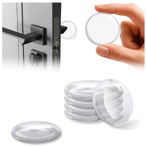 Butee de Porte Autocollante Transparente en Silicone, 12 Pcs, 42x10mm, Tampon Porte Adhesive, Robuste et Durable, Protection Poignée Porte & Murs pour Placards, Cuisine, Salle de Bain & Chambre