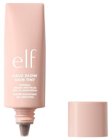 e.l.f. Halo Glow Skin Tint SPF 50, getönte Feuchtigkeitspflege mit leichter, aufbaubarer Deckkraft für einen natürlichen Glow, vegan und tierversuchsfrei, 17 Rich Warm